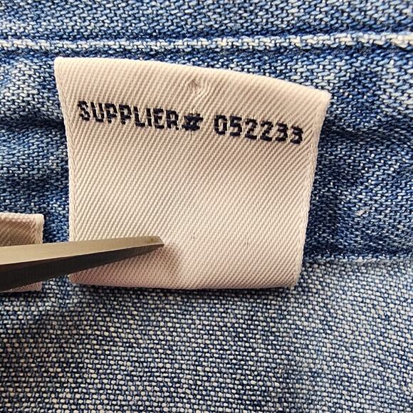 Vintage Cabin Creek Top Womens L Blue Denim Embroidered Button Up Short Sleeve - Picture 7 of 13